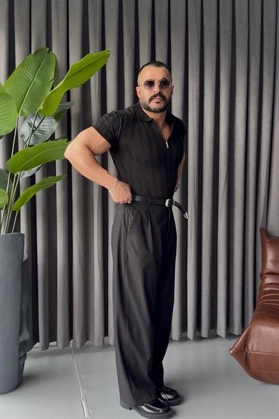 FERMUAR  DETAYLI İNCE ÇİGİLİ SİYAH