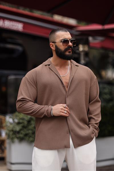 FİTİLLİ OVERSİZE GÖMLEK BEJ