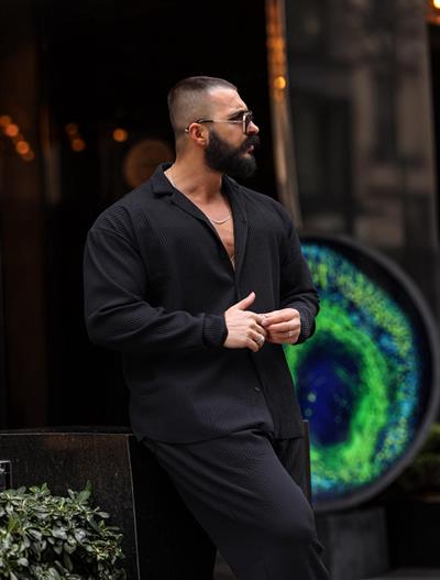 Fitilli Oversize Takım Siyah