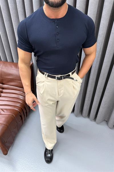 FİTİLLİ ÜÇ DÜĞMELİ BADİ LACİVERT