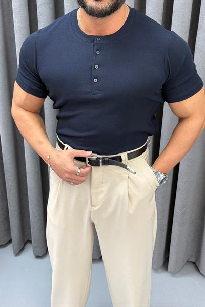 FİTİLLİ ÜÇ DÜĞMELİ BADİ LACİVERT