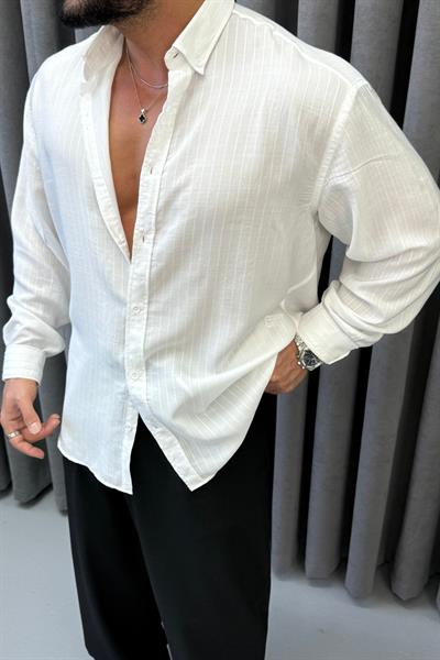 GG-PREMİUM OVERSİZE VİSCON GÖMLEK BEYAZ