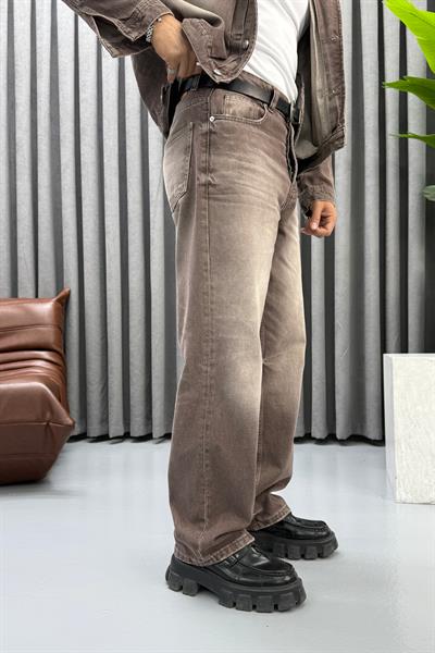 GİESTO YIKAMALI BAGGY JEAN KAHVERENGİ