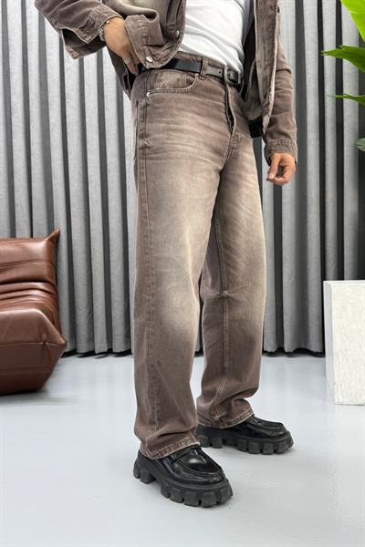 GİESTO YIKAMALI BAGGY JEAN KAHVERENGİ