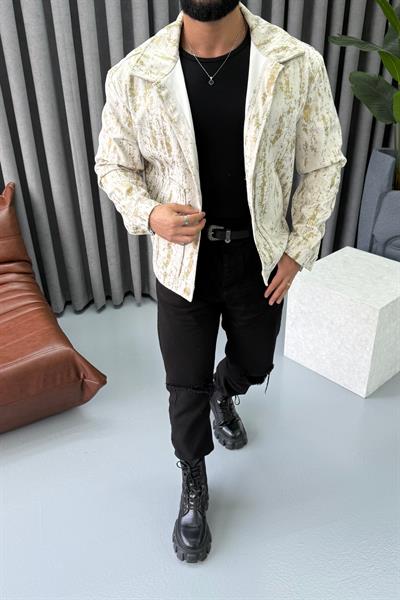 GOLD DETAYLI CEKET KREM