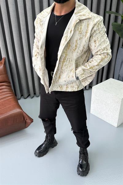 GOLD DETAYLI CEKET KREM