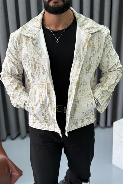 GOLD DETAYLI CEKET KREM