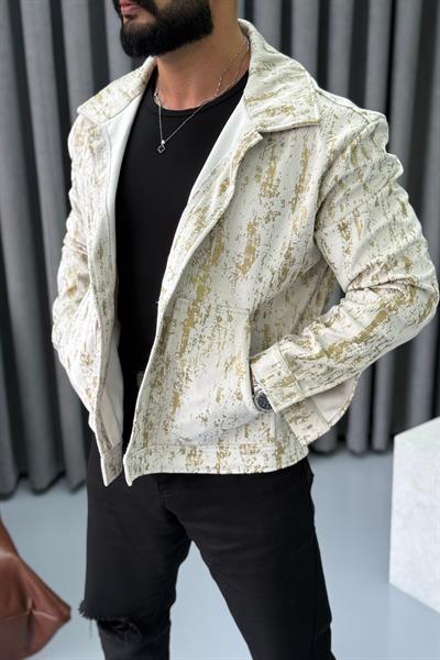 GOLD DETAYLI CEKET KREM