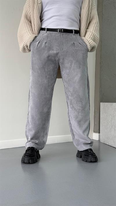 Gri Kadife Baggy Pantolon