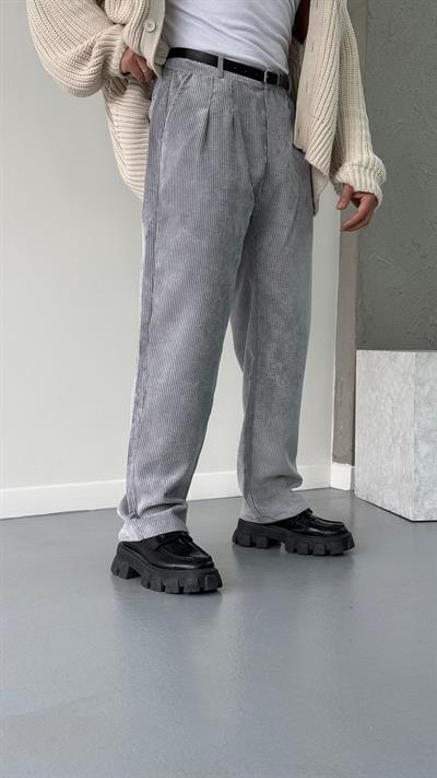 Gri Kadife Baggy Pantolon