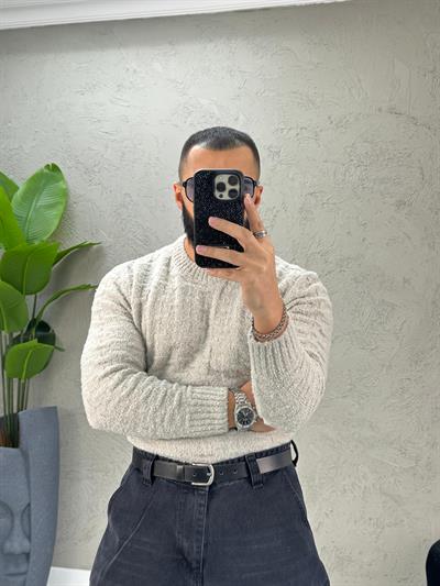 Gri Slimfit Yünlü Kazak