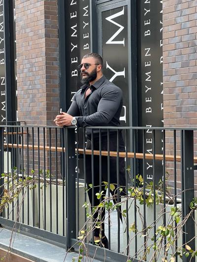Klasik Slimfit Likralı Gömlek Siyah