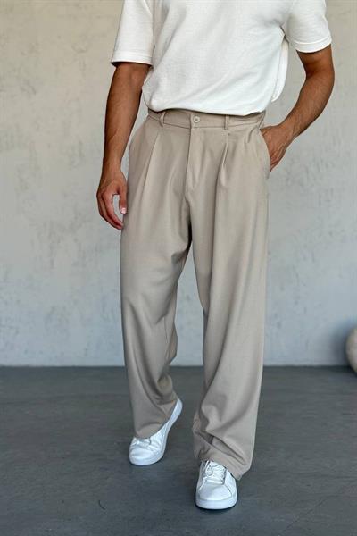 KORE KESİM EKSTRA BOL BAGGY PANTOLON BEJ