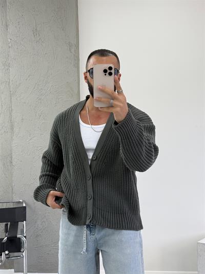 Koyu Yeşil  Oversize Örme Hırka