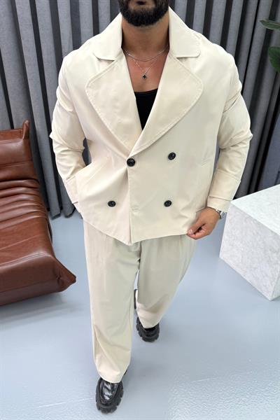 KRUVAZE FİT TRENCKOT KREM