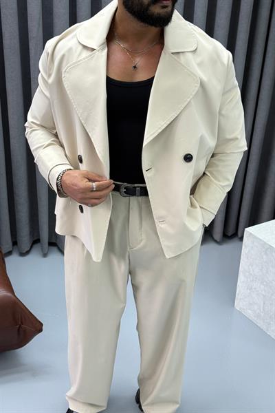 KRUVAZE FİT TRENCKOT KREM