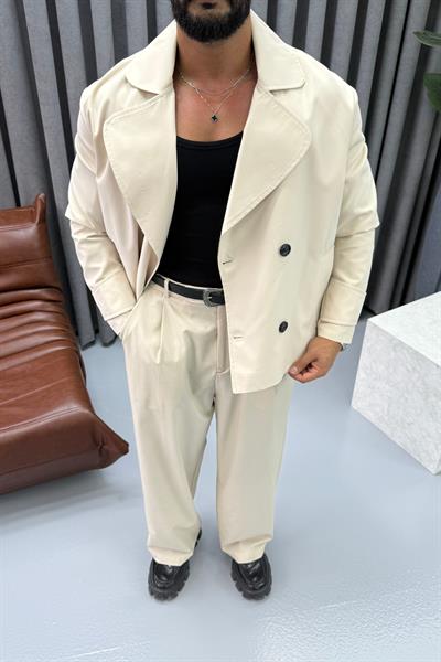 KRUVAZE FİT TRENCKOT KREM