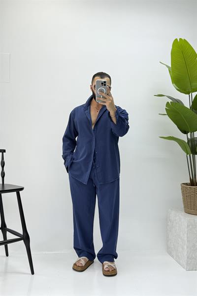 LACİVERT KETEN TAKIM