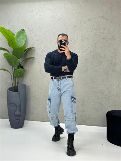 Lacivert Slimfit Yünlü Kazak