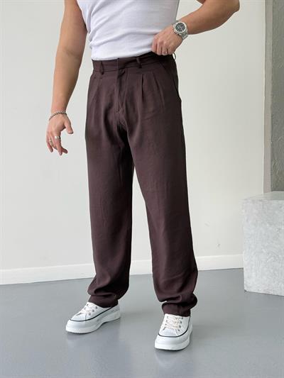 Modal Kumaş Baggy Pantolon Kahverengi