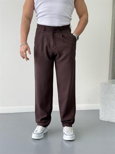 Modal Kumaş Baggy Pantolon Kahverengi