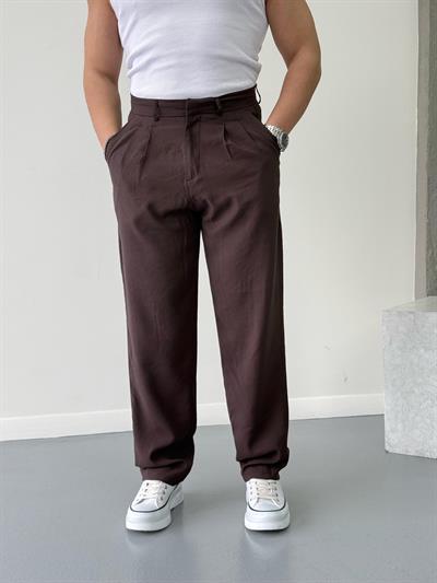 Modal Kumaş Baggy Pantolon Kahverengi