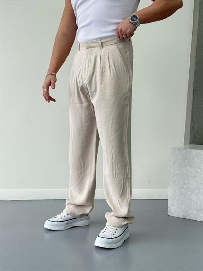 Modal Kumaş Baggy Pantolon Krem