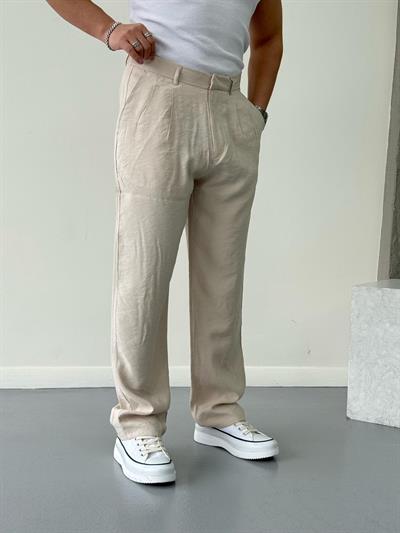 Modal Kumaş Baggy Pantolon Krem