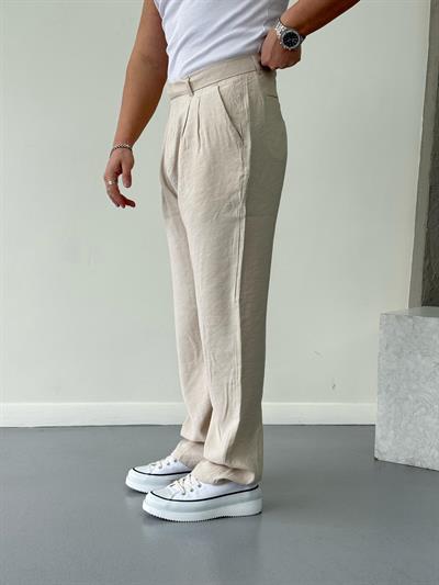 Modal Kumaş Baggy Pantolon Krem