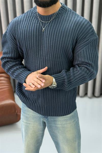 MR OVERSİZE KAZAK PETROL MAVİSİ