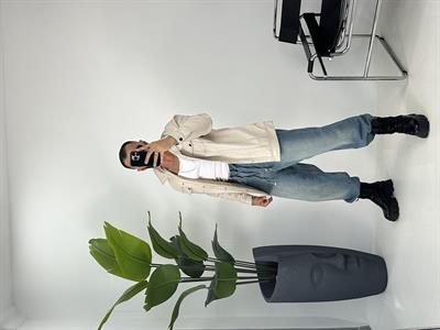 OVERSİZE ÇİFT CEPLİ DERİ GÖMLEK BEJ