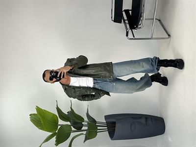 OVERSİZE ÇİFT CEPLİ DERİ GÖMLEK YEŞİL