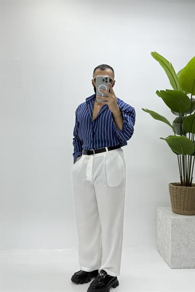 OVERSİZE ÇİZGİLİ GÖMLEK 