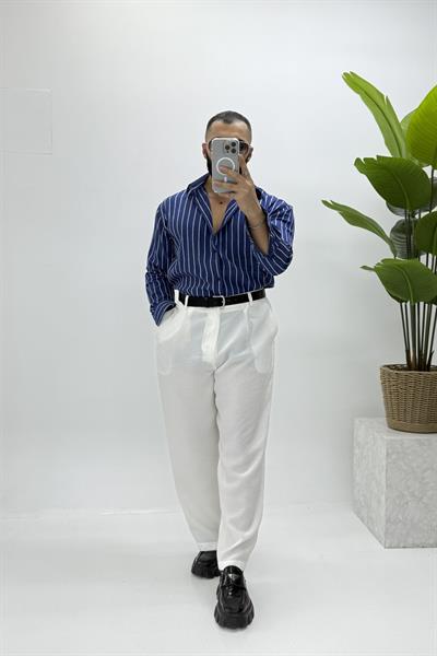 OVERSİZE ÇİZGİLİ GÖMLEK 