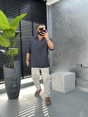 oversize çizgili polo yaka