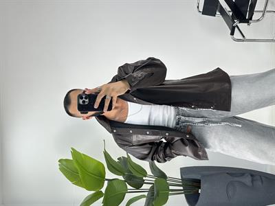 OVERSİZE DERİ GÖMLEK ACI KAHVE