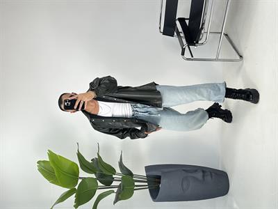 OVERSİZE DERİ GÖMLEK KOYU YEŞİL