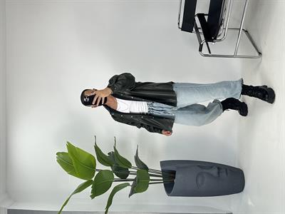 OVERSİZE DERİ GÖMLEK KOYU YEŞİL