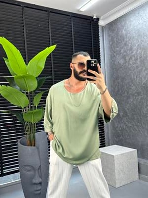 oversize fakir kol t-shirt yeşil