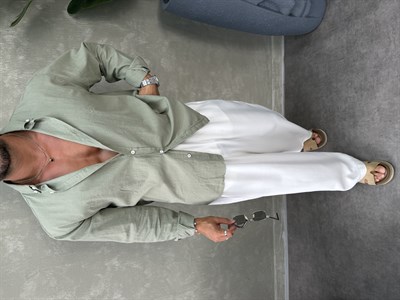 OVERSIZE FRESH KETEN GÖMLEK HAKİ