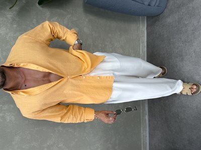 OVERSIZE FRESH KETEN GÖMLEK TURUNCU
