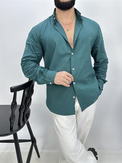 OVERSİZE FRESH KETEN GÖMLEK YEŞİL