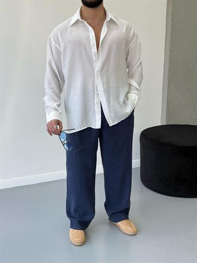 Oversize Modal Kumaş Gömlek Beyaz