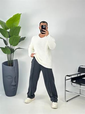 OVERSİZE ÖRME KAZAK BEYAZ