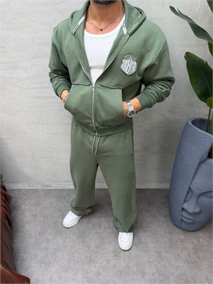 OVERSIZE ÖRME ÜÇ İPLİK KAPÜŞONLU SWEAT HAKİ