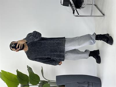 OVERSİZE PREMİUM KAZAK YIKAMALI GRİ