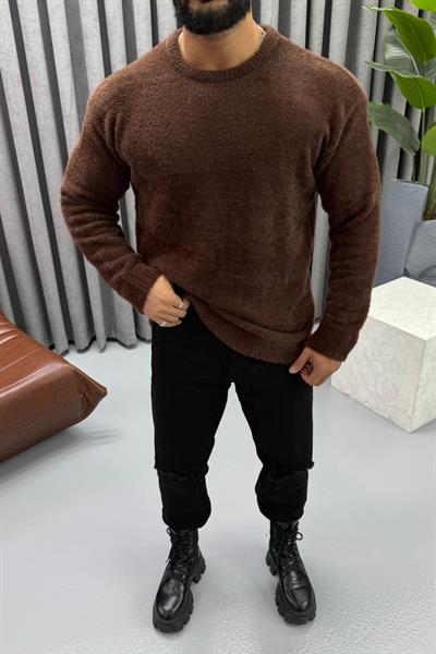 OVERSİZE SAKALLI KAZAK ACI KAHVE