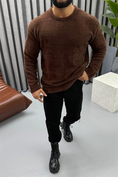 OVERSİZE SAKALLI KAZAK ACI KAHVE