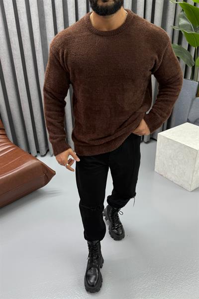 OVERSİZE SAKALLI KAZAK ACI KAHVE