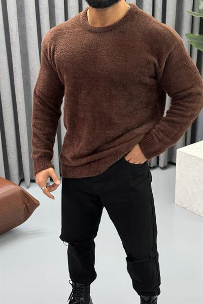 OVERSİZE SAKALLI KAZAK ACI KAHVE